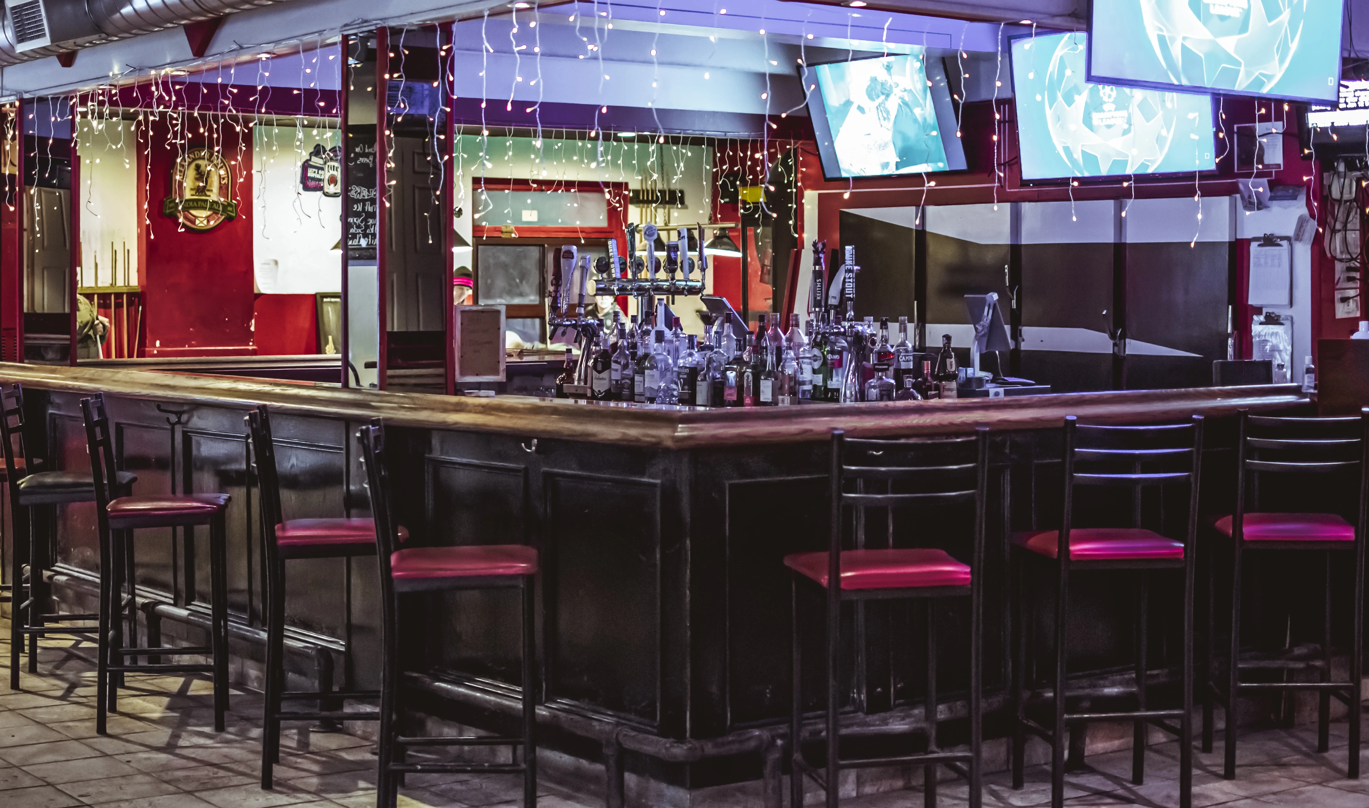 Comfortable bar seating area.